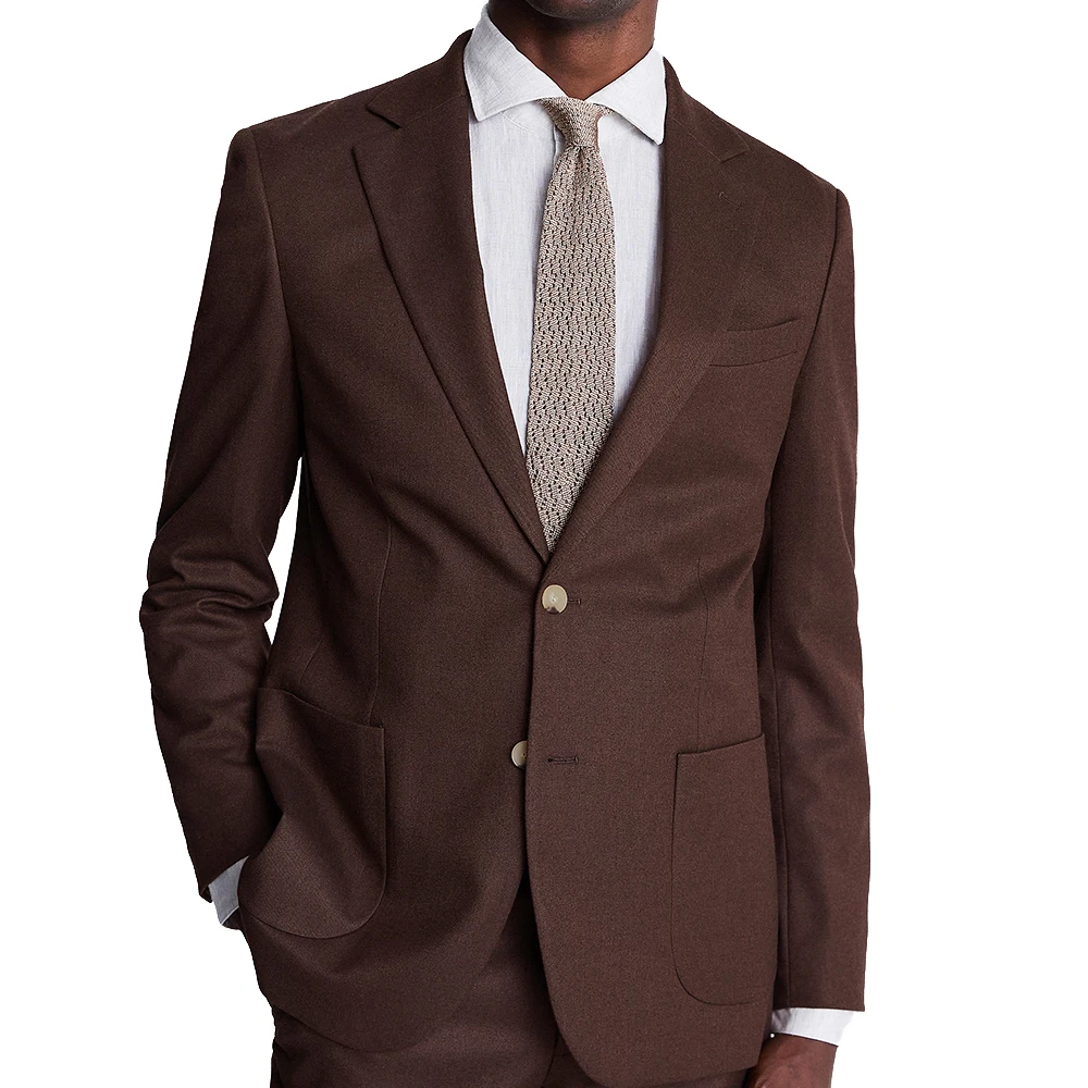 100% Wool Tailor Made Mens Suits Luxury Wedding Suits For Mens Luxury Rust Brown Flannel Mens Luxury Designer Set Clothing 2025