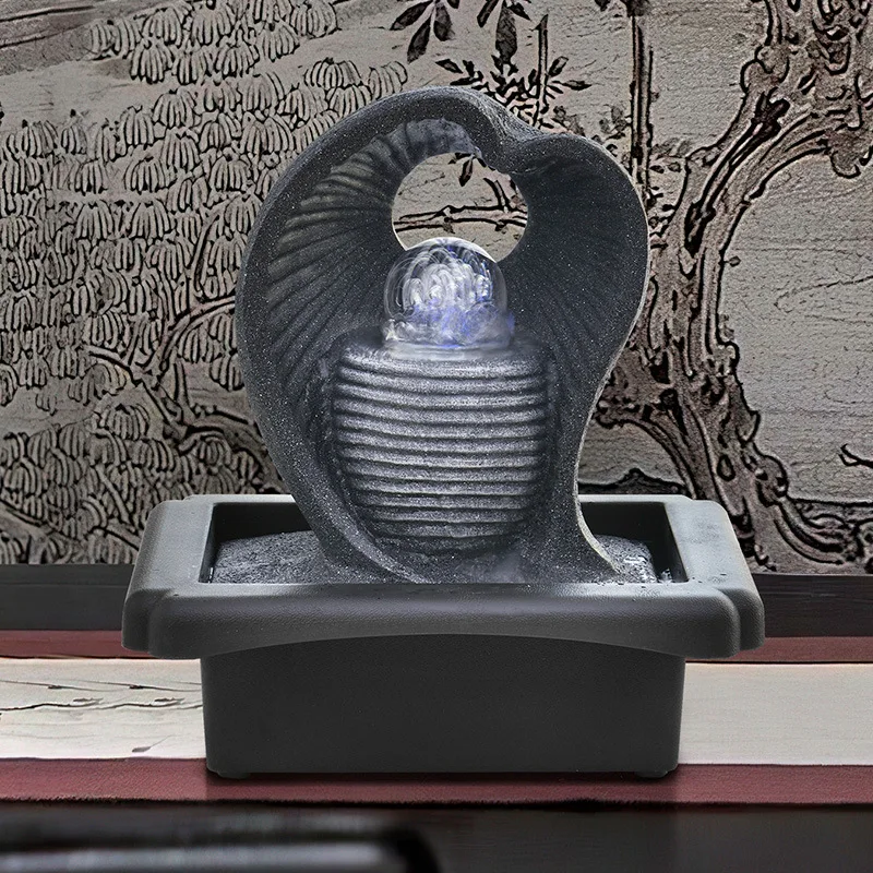 

Tabletop Water Fountain Indoor Waterfall Fountain with LED Rolling Ball, Feng Shui Zen Desktop Fountains Calming Water Sound