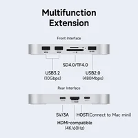 Hagibis USB C Hub with M.2 SSD Enclosure Type-C Docking Station for Mac mini M4/M4 Pro 4K 60Hz USB 3.2 Gen2 SD/TF 4.0 Dock Stand 2