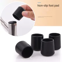 Anti-Slip Soft Rubber Chair Leg Tips Caps Furniture Feet Non-Slip Covers Tile Floor Protectors Black Round Table Chair Foot Pad 1