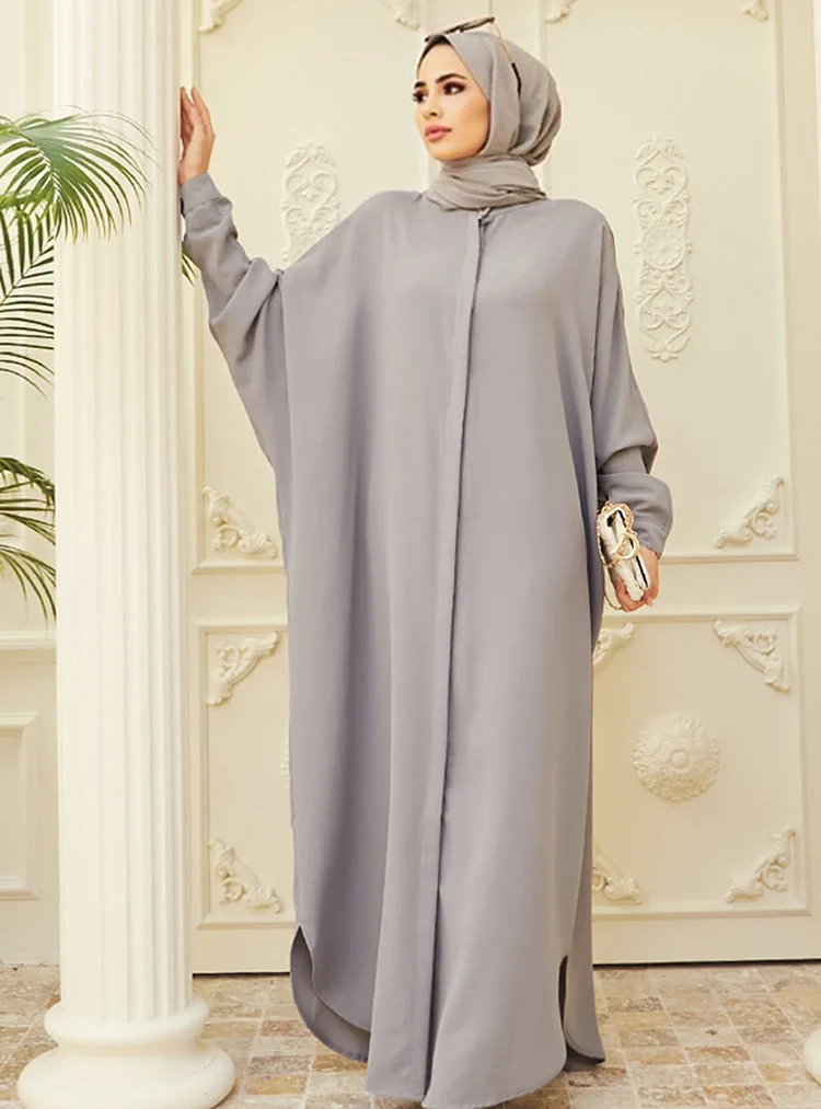 

Muslim Fashion Modest Dress Batwing Abaya Dubai Loose Single Breasted Abayas for Women Turkey Dresses Kaftan Robe Islam Outfits