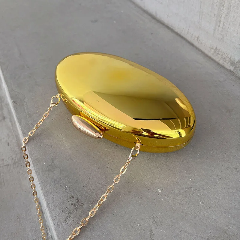 Women's Fashion Evening Clutches Luxury Plain Acrylic Long Chain Cross body Handbag Oval Shaped Fits Phone Wedding Banquet Party