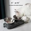 PETWAN Raised Cat Bowl Stainless Steel,Non-Slip Silicone Mat&Raised Cat Feeder with 15°&0°Tilting Neck Protective Bowl for Pets 5