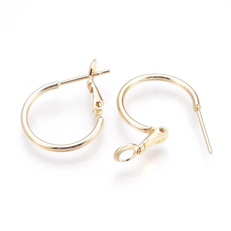 

Brass Hoop Earrings Teardrop Shape Real 18K Gold Plated For Women Men Earring Making