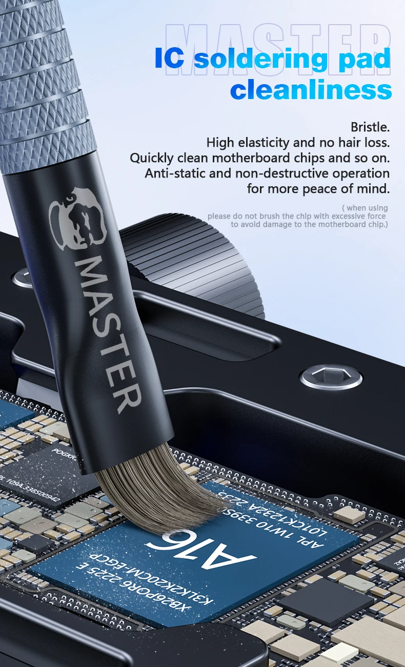 Description Picture 5 of itemMECHANIC Motherboard Cleaning Brush Dust Cleaning with Replacement Head Cellphone Chip Tin Glue Removal Bristle/Steel Brush tool