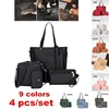 4pcs/set Ladies Leather Bag Set Polyester Shoulder Bag Handbag Messenger Bag Set 9 Colors 6