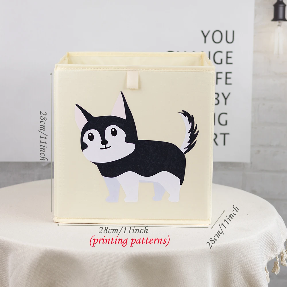 Cartoon Animal Folding Storage Bin – 13-Inch Oxford Fabric Organizer for Toys & Clothing