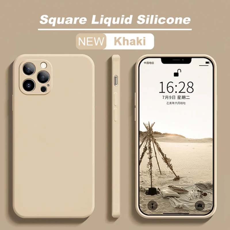 Фото Чехол для iPhone 13 11 12 Pro Max Mini, Официальный квадратный чехол из жидкого силикона для iPhone X XS MAX XR 6 6 s 7 8 Plus SE 2020, чехол №1