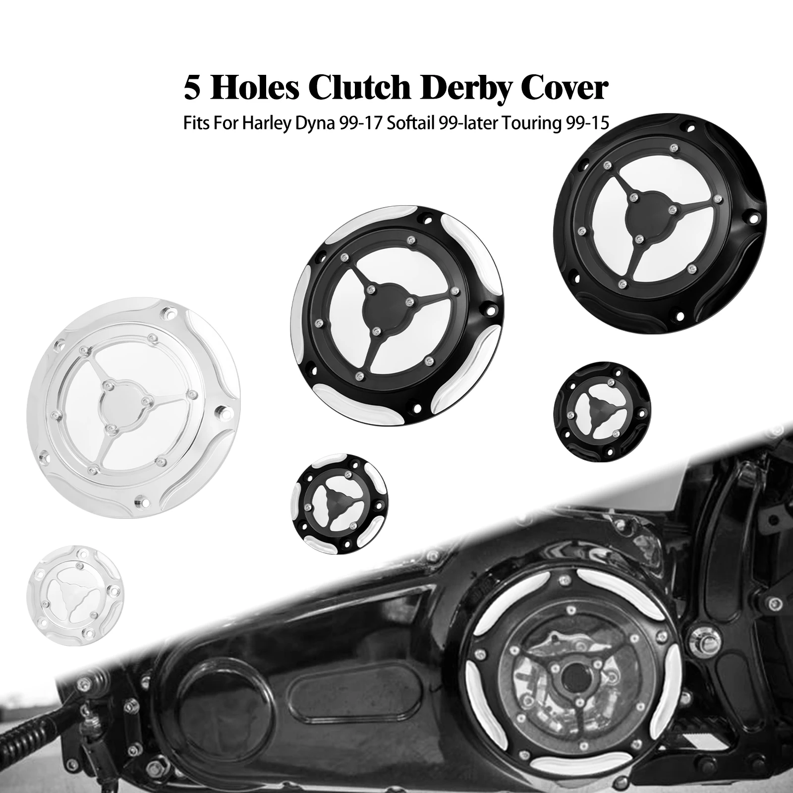 Motorcycle Derby Timing Cover Cnc 5 Holes Engine Cover For Harley