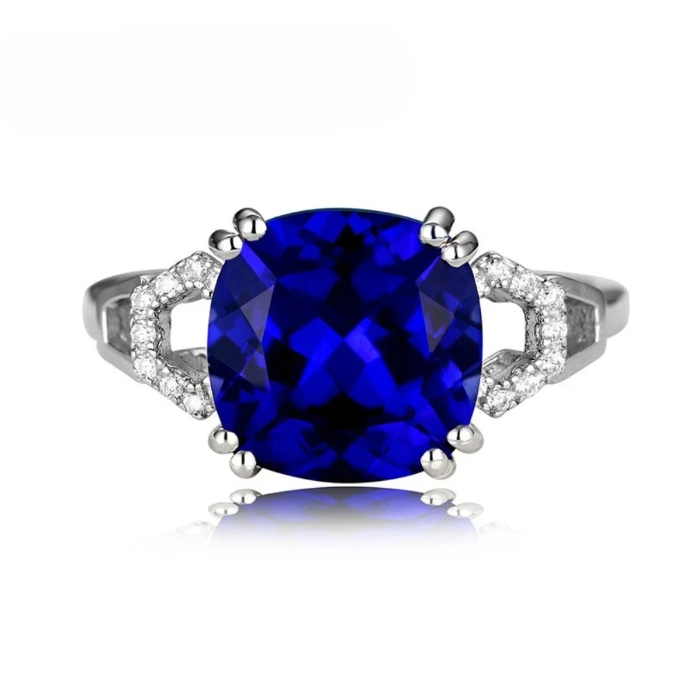 Elegant Women's Sterling Silver Ring with Blue Sapphire, Ruby, and Emerald Inlay