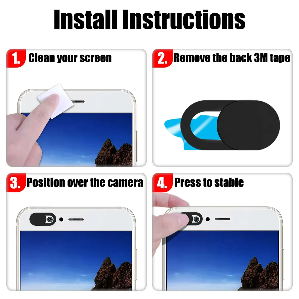 AISHTEC Copri Webcam, Untra Sottile 0.7mm Copertura Webcam Cover Slider per Computer Portatile, Laptop, PC, Tablet, Smartphones - 6 Pezzi (Nero
