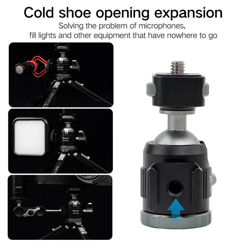 Cold Shoe and Tripod Ball Head For Camera Photography