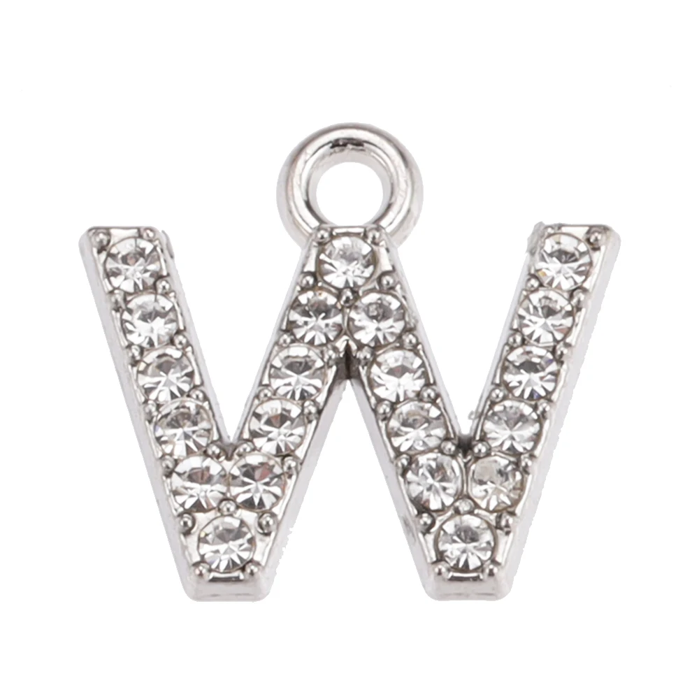 10/26 stücke Silber Farbe Legierung Kristall Mini Alphabet 26 Buchstaben Charms Anhänger für Frauen Halskette Ohrring Schmuck Zubehör – Detail 27