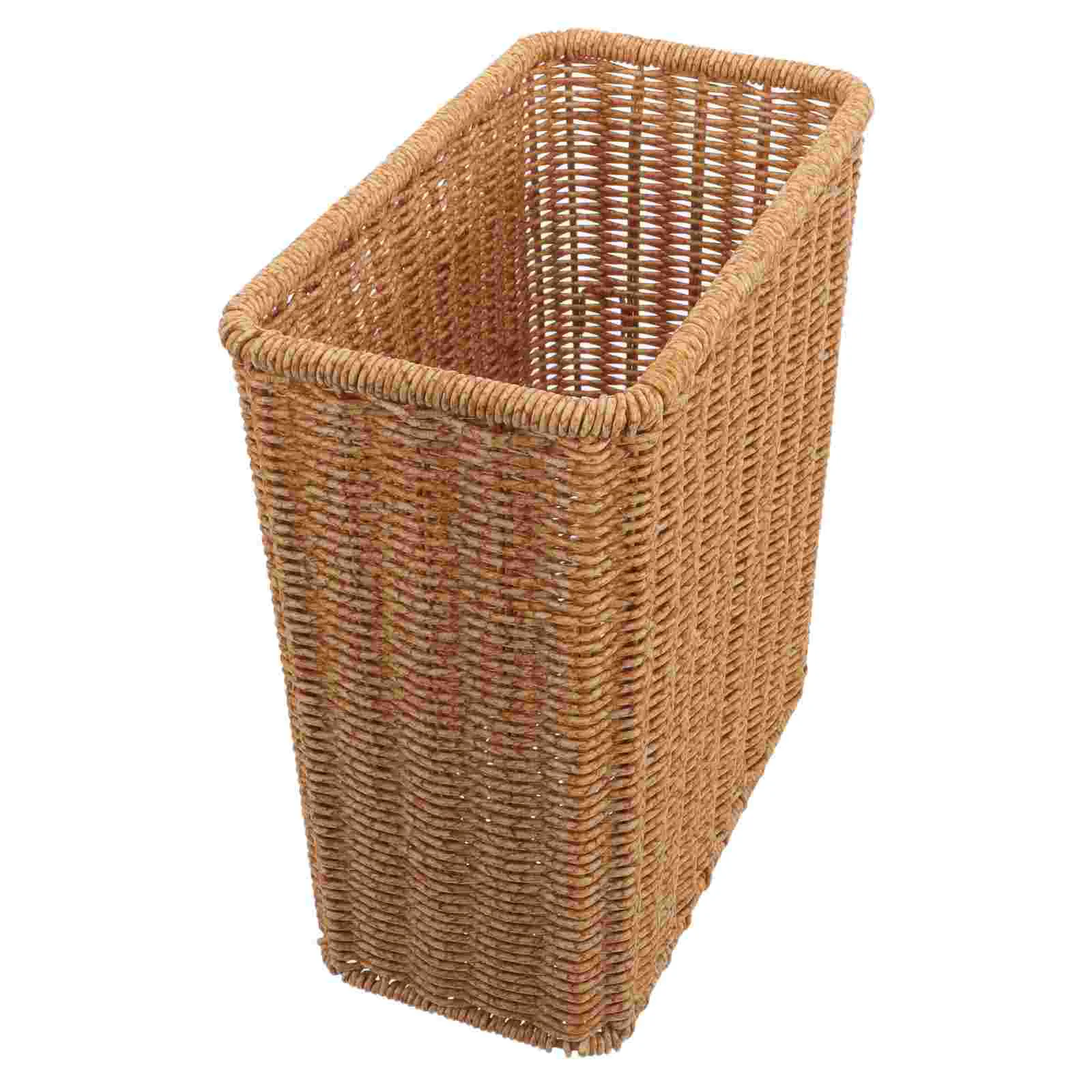 

Wicker Waste Paper Basket Small Woven Basket Trash Can Decorative Rectangular Garbage Container Bin Laundry Hamper