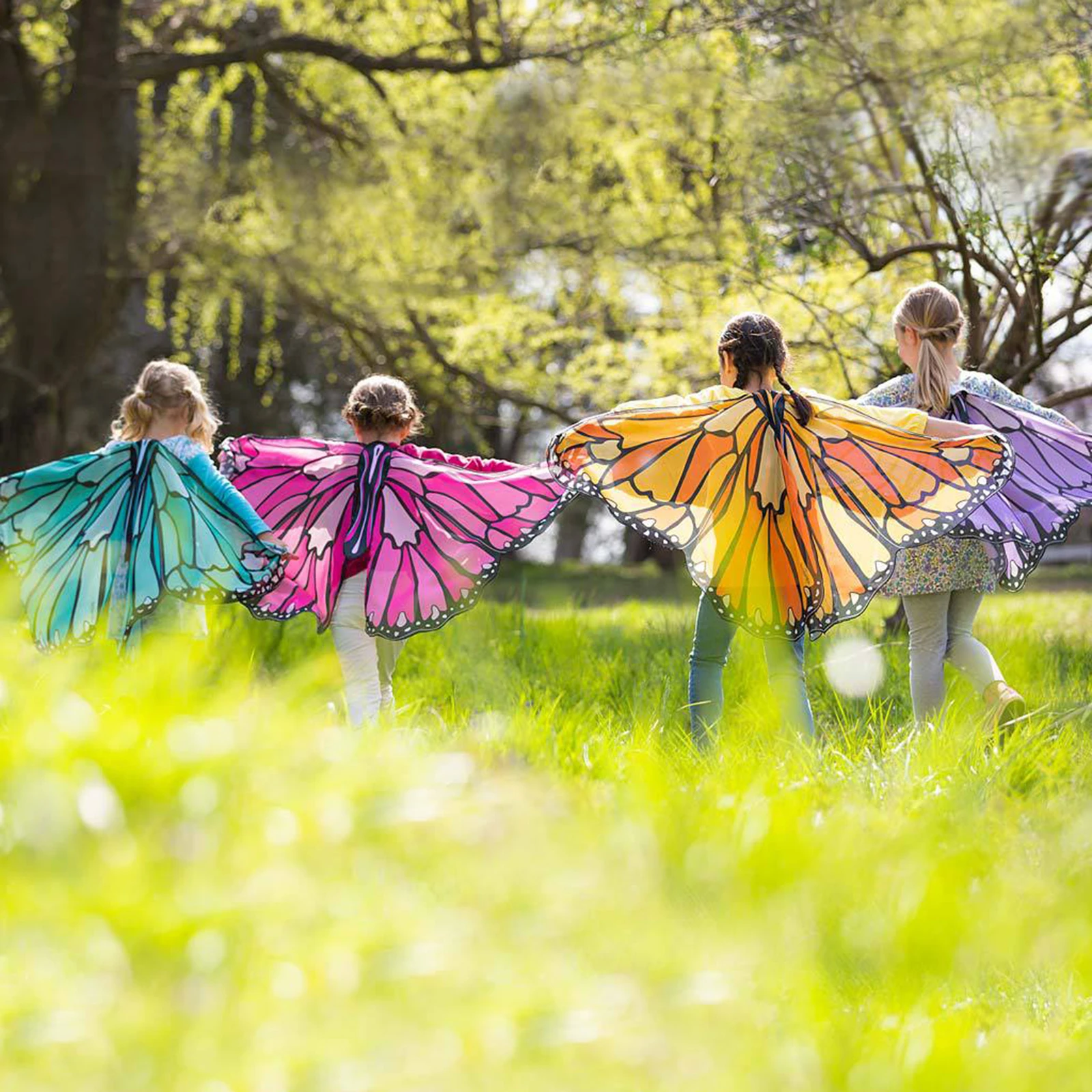 

Butterfly Wings for Girls Halloween Party Costumes, Colorful Kids Fairy Wings with Facewear, Stage Show Elf Cosplay Costumes