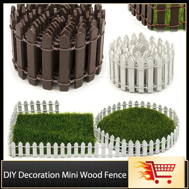 5*100cm Mini Wood Creative Simulation Small Fence Home Garden DIY Decoration Landscape Fairy Garden Figurines Miniatures Crafts