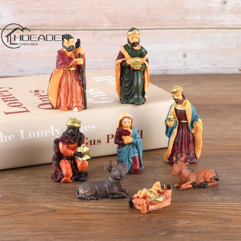 

Artisan Flair Nativity Christmas Set Manger Scene - 8pcs Hand-Painted Figurines - Indoor Home Decor, Resin Nativity Set