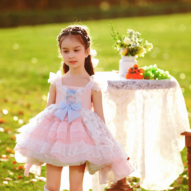 Summer New Girls Sleeveless Vest Chiffon Skirt Girls Lolita Princess Skirt Swallow Tail