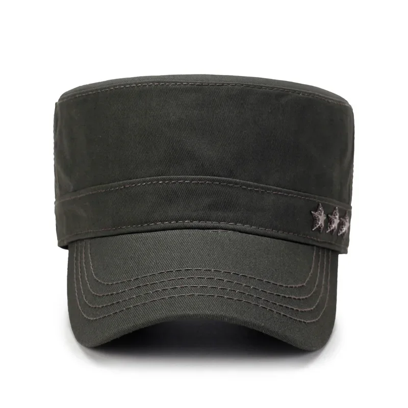 Branded Washed Cotton Military Hat For Men Summer Autumn Casual Cadet Cap Women Flat Top Hats Classic Adjustable Bone Army Caps