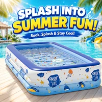 Piscine gonflable familiale bleue, grande piscine en PVC, piscine pour bébé, baignoire pour tout-petits, intérieur/extérieur, 1 pièce 3