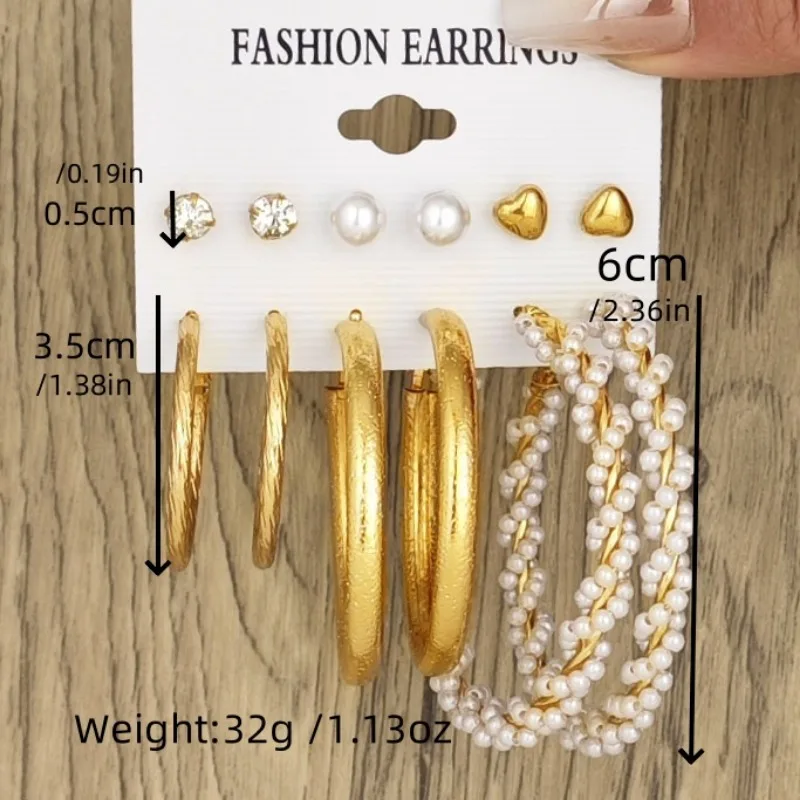 European and American style earring set creative and minimalist earring alloy metal earrings pearl earrings for women