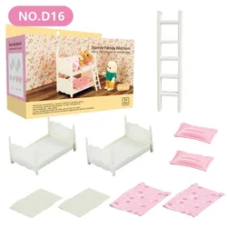 Deluxe Dollhouse Miniature Furniture Set (White bunk bed)