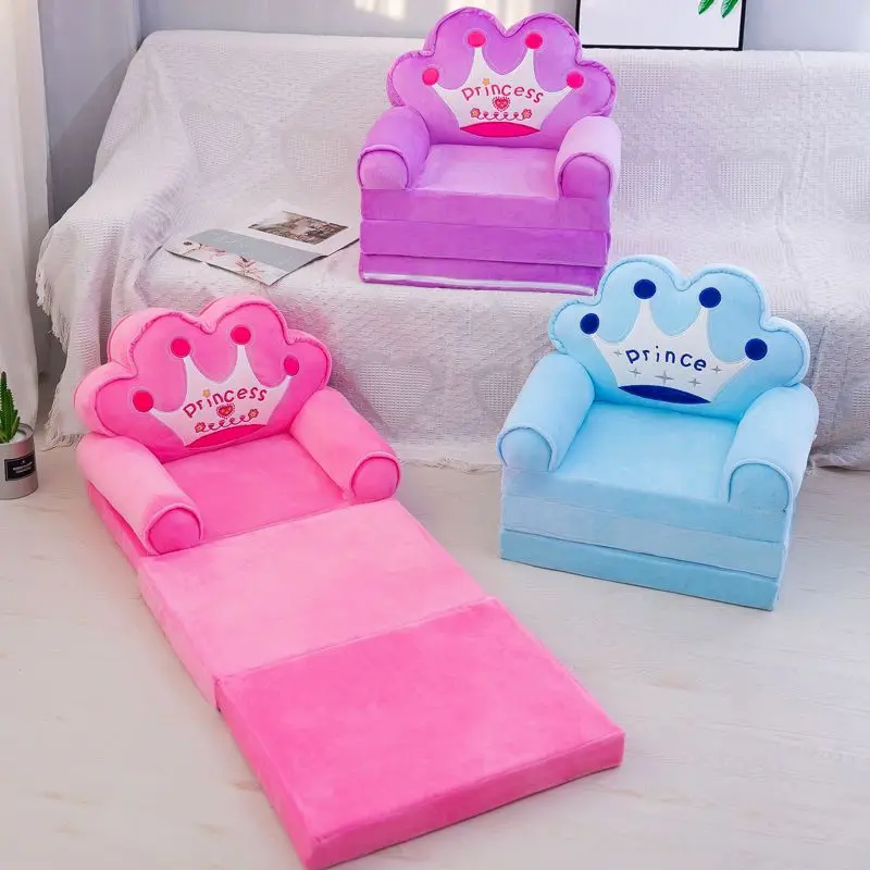 Kids Couch Fold Out Foldable Princess Chair for Toddlers 1-3 Sofa