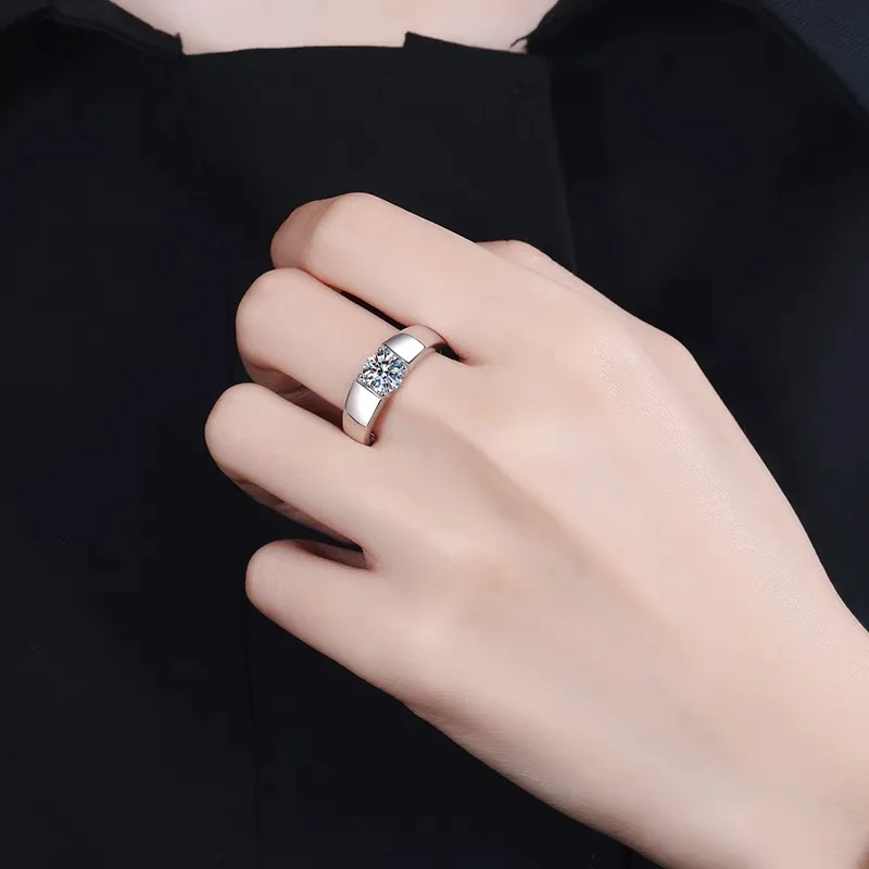 Unisex Allergy Free Tibetan Silver Ring with 0.5ct Round Zirconia Solitaire Ring Wedding Band Lover Jewelry Accessories silver ring,wedding rings,silver rings