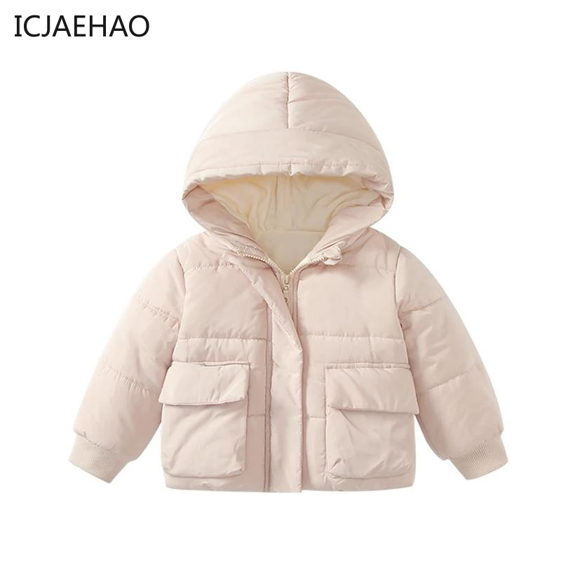 Newborn Girls Clothes Hooded Coats Winter Warm Kid Jacket Solid Cute New Fashion Children Outwears Pink Sweet Soft Clothing