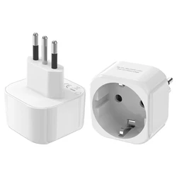 European to Italian Plug Adapter Set, Power Converter Dual - Pack for Travel, Electrical Socket Wall Charger, White