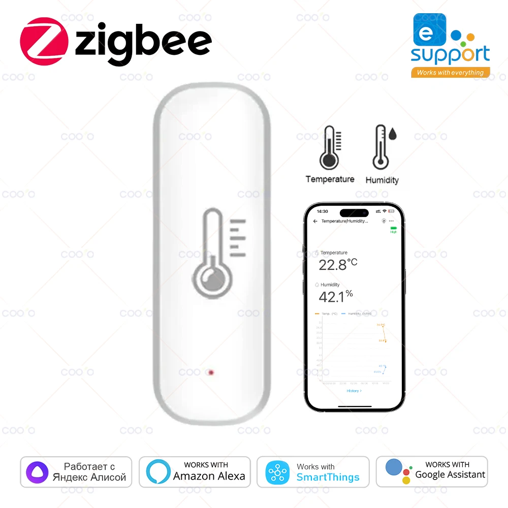 Temperature Humidity Sensor Temperature Humidity Meter ZigBee Smart Temperature And Humidity Sensor eWeLink App Remote Monitor For Smart Home Work With Z2M Alexa Google Yandex Alice