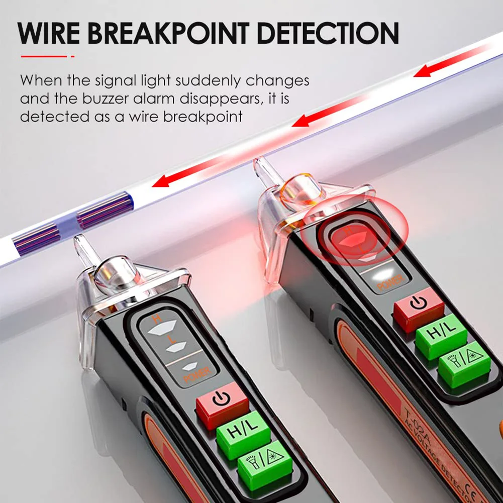 비접촉식 전압 테스트 펜 - 듀얼 범위 AC 전압 테스터 12V/48V-1000V, 실시간/빈 회로 감지 테스터 자스민