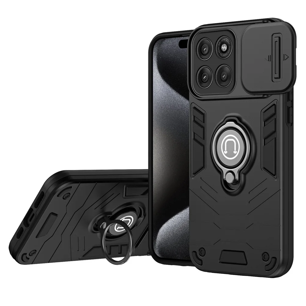 Sliding Window Metal Finger Holder Phone Case
