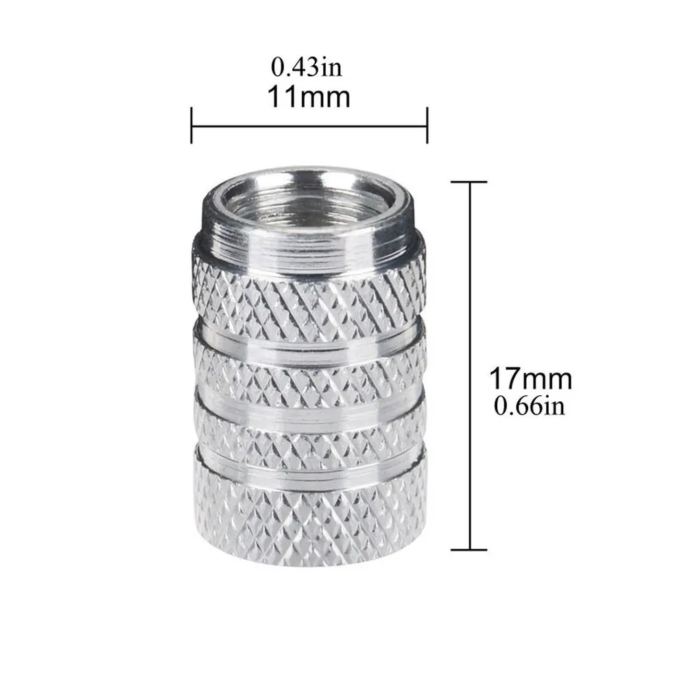 Tire Valve Caps 4pcs Knurling Style Aluminum Car Wheel Stem Air Valve Caps Tire Pressure Cap Auto Bike