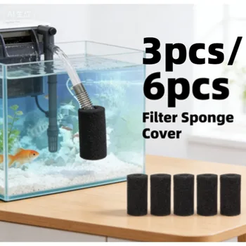 Set di 3/6 Pezzi Accessori per Acquario, Spugna Filtrante Biochimica, Prefiltro per Ingresso Acqua, Cartuccia Filtrante Sostitutiva