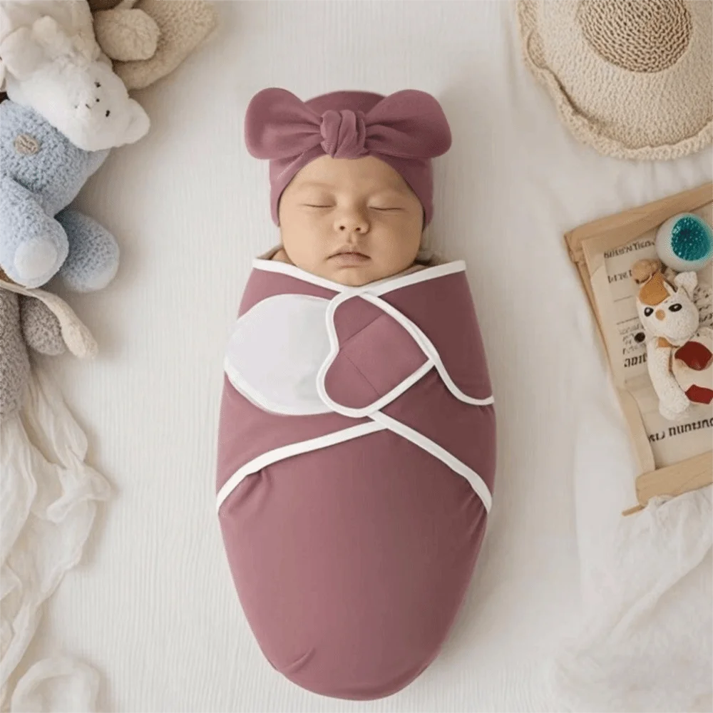 Bowknot Blanket Hat Set Soft Fabric Flower Newborn Photography Blanket Lightweight Material Breathable Infant Swaddle Blanket
