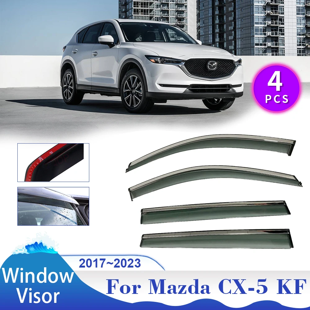 

Козырек для окон для Mazda CX-5 CX5 KF 2017 ~ 2023 2018 2019 2020 2021 2022, дефлектор боковых окон, защита от солнца, дождя, вентиляционные дымовые Чехлы, навес для навеса, аксессуары