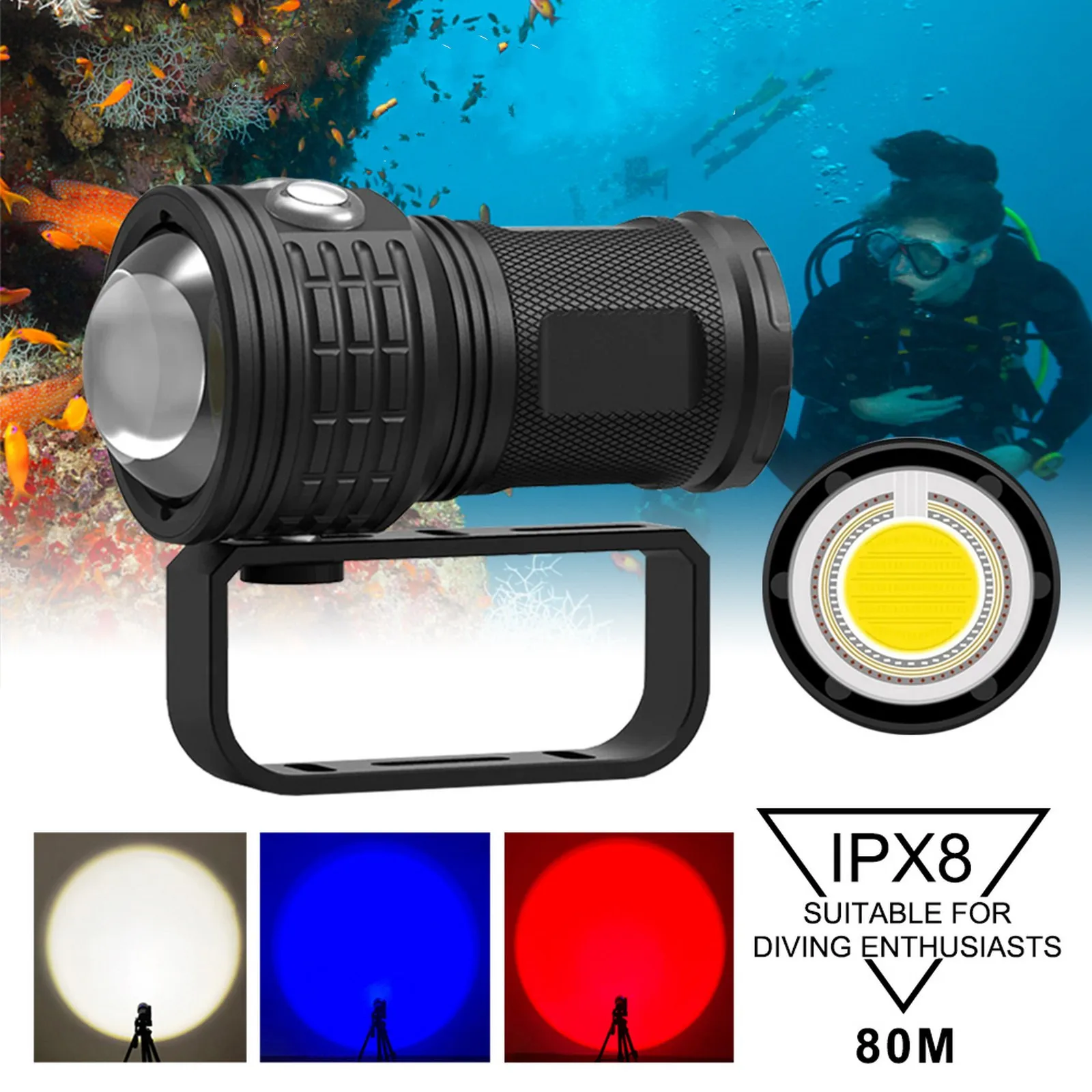 

Super Bright LED Flashlight Waterproof Diving Flashlight Underwater Lighting Diving Torch Photography Light
