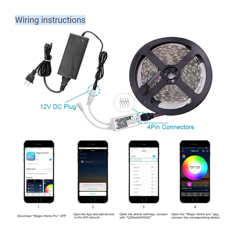 Tira De Luces LED Inteligente, Juego Completo De 5M RGB 5050 2835.