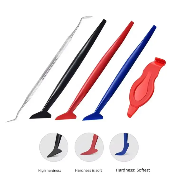3Pcs/5Pcs 유연한 마이크로 스퀴지 자동차 비닐 포장 도구 키트 EdgeTrimmer 다른 경도 창 색조 스티커 설치 도구