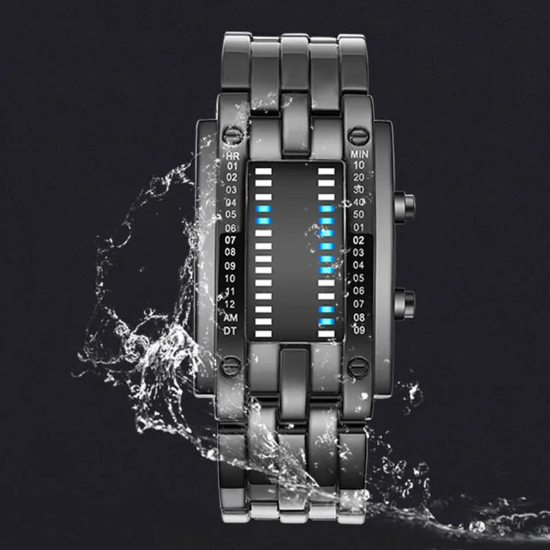Men's Simple Design LED Digital Display Watch Hiking Boys Electronic Alloy Wristwatch Sport Decoration Accessory Birthday Gift