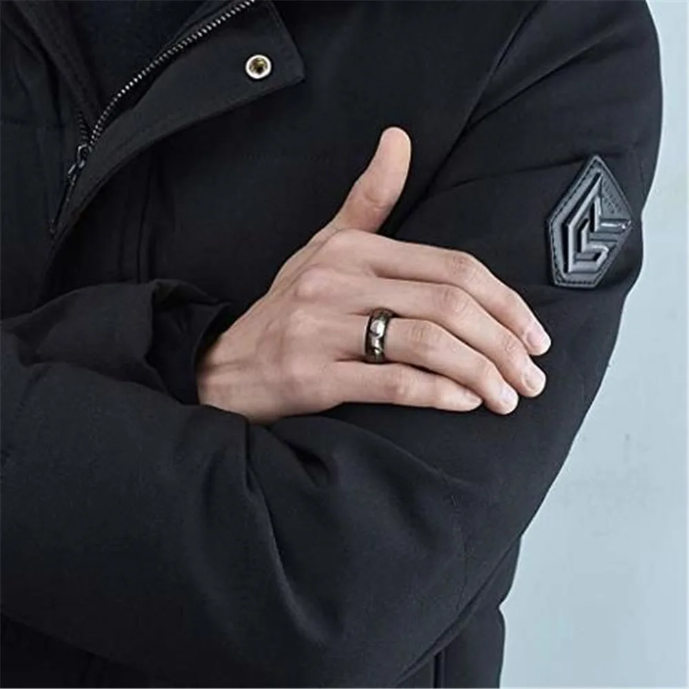 8mm Men Black Stainless Steel Ring Hawaiian Koa Abalone Shell Inlay Engagement Rings For Men Women Wedding Band Jewelry wedding rings finger rings womens ring jewelry rings ring jewelry couple rings