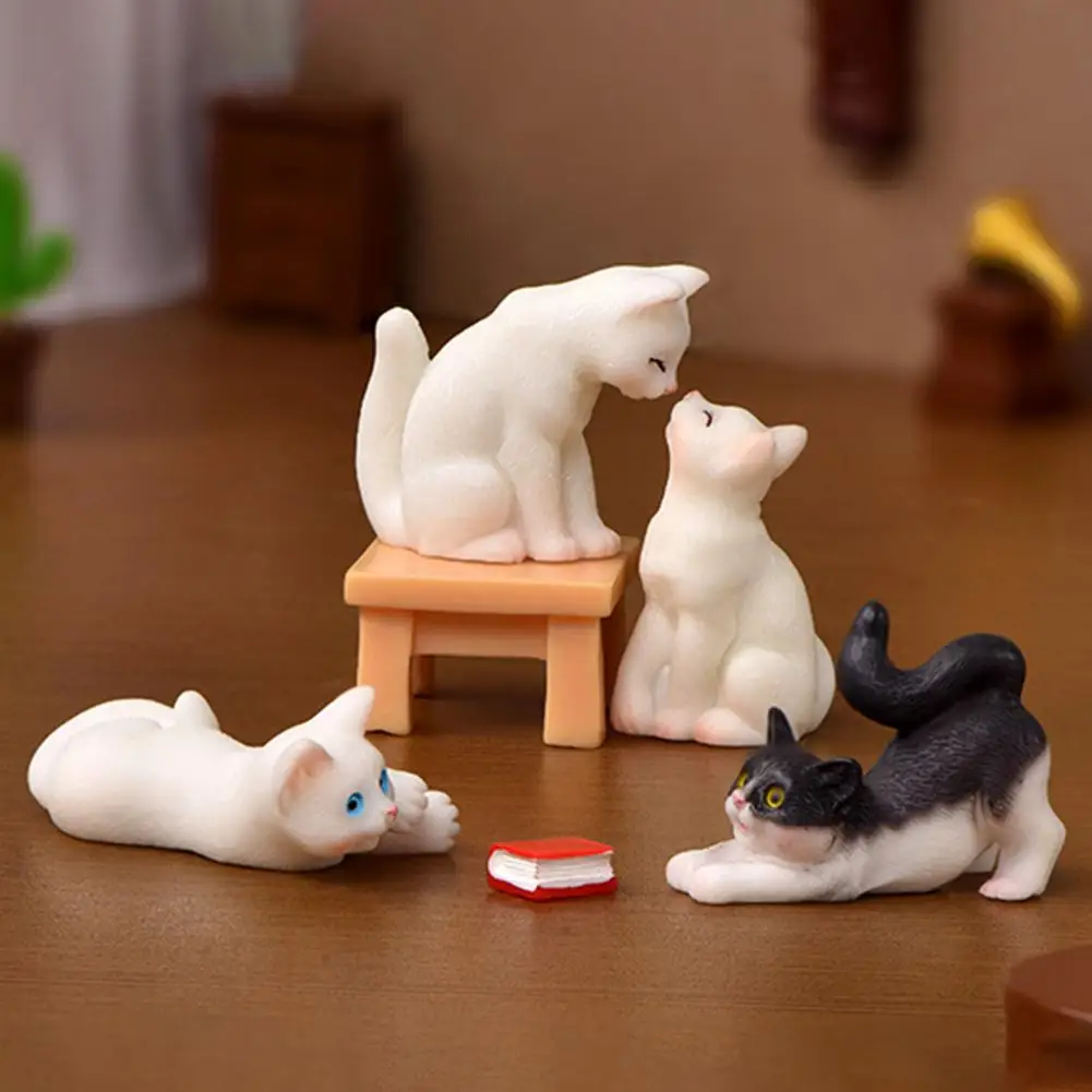 

Cat Ornament Animal Image Exquisite Workmanship Realistic Mini Cat Crafts Miniatures Figurines for Home