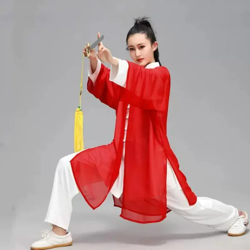 Tai Chi Clothing Kungfu Mantillas for Women and Men Wushu Cloak Tulle Dance Performance