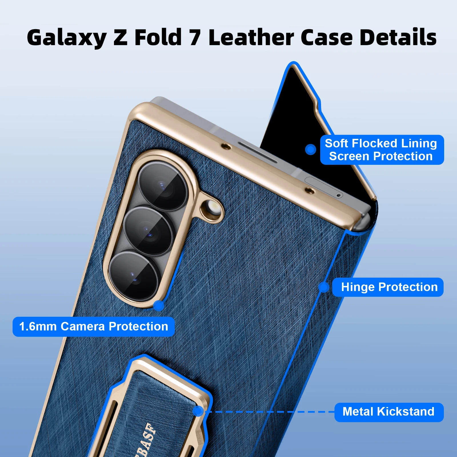 Eary for Samsung Galaxy Z Fold 7 Phone Case With 360°Rotation Stand Magnetic Dual Wristband Leather Full Cover Shockproof Shells