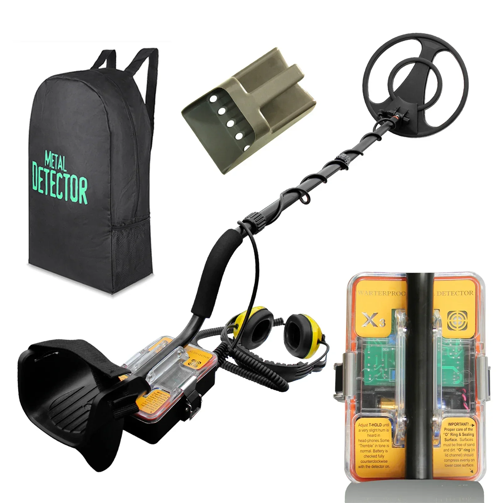 

X3 Fully Waterproof Pulse Induction Underwater Metal Detector De Metales-Profesional with 12 Inch IP68 Waterproof Search Coil