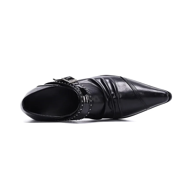 Newly Business Black Pointed Toe Men Oxfords Shoes Wedding Evening Dress Shoes Male Rivet Genuine Leather Formal Plus Size