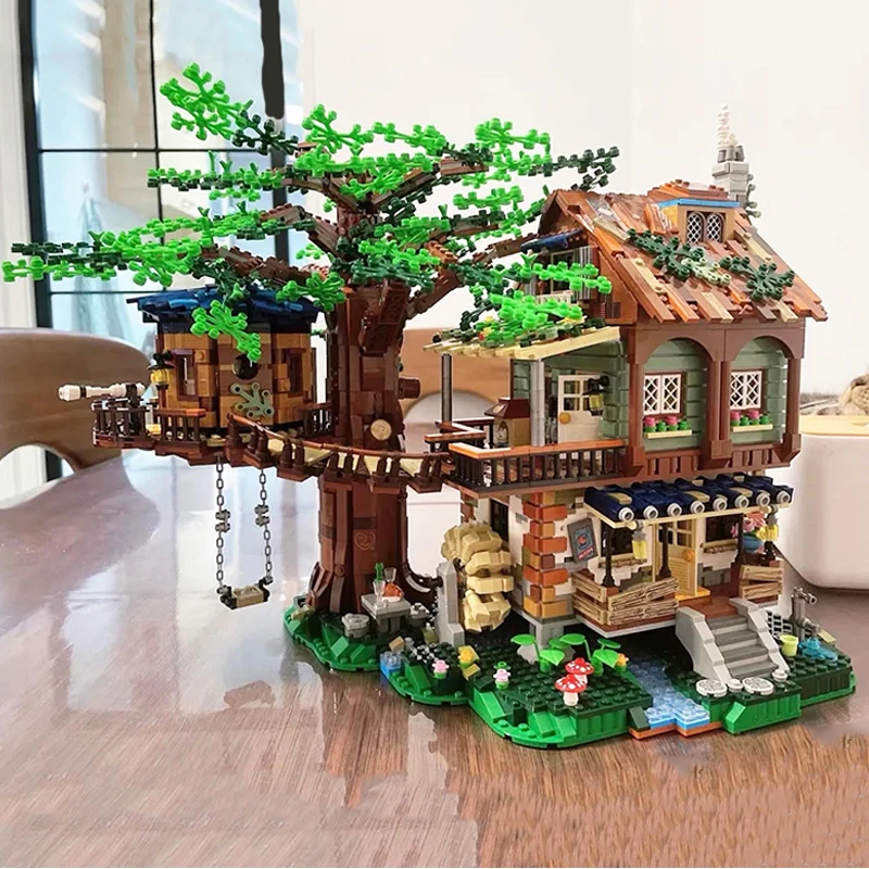 Kirschbaum Haus Bausteine, Baum Haus Architektur Haus Modell Ziegel  Spielzeug für Erwachsene und Kinder, kompatibel mit Lego