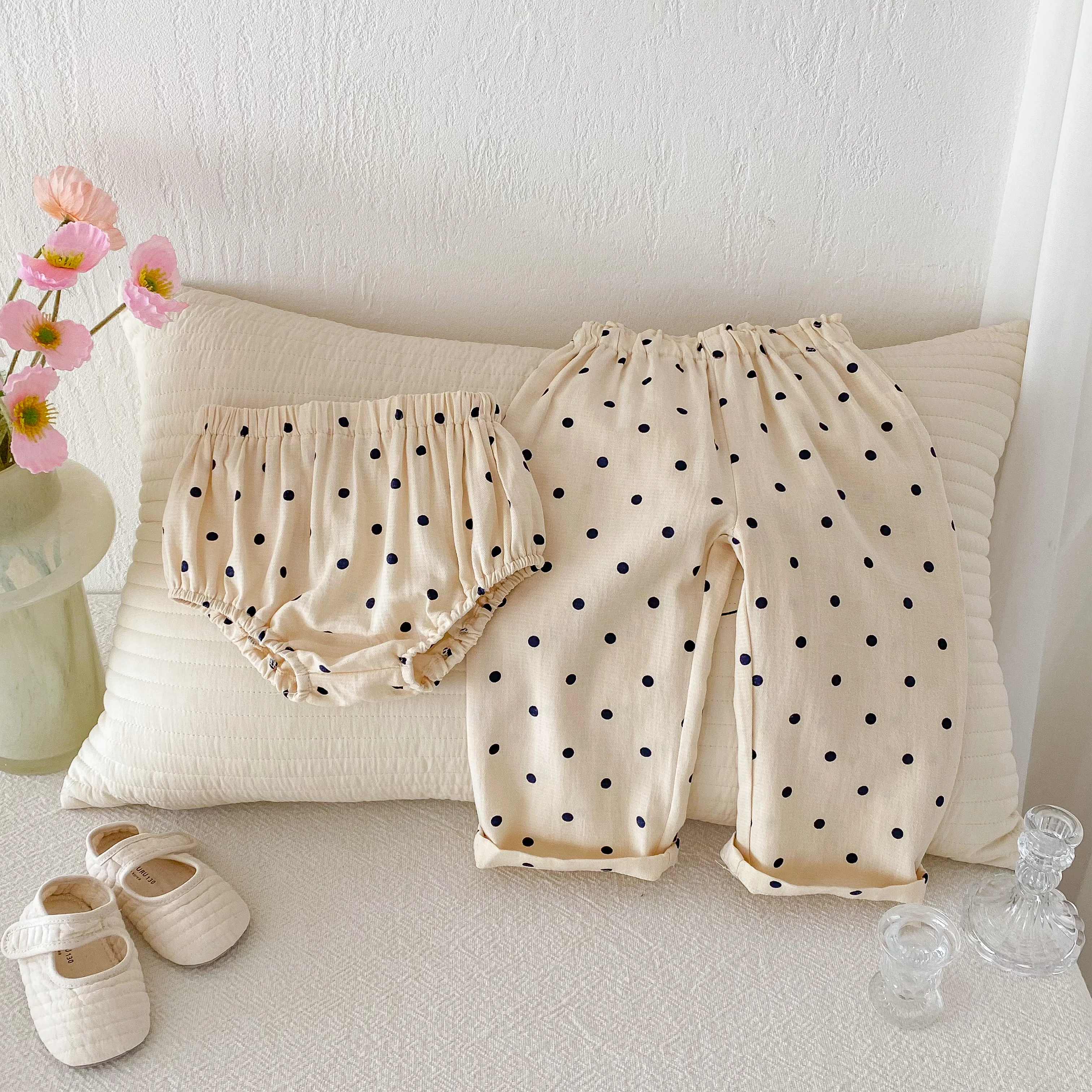 Infant Baby Pants Toddler Girls Polka Dot Linen Pants Newborn Bloomers Shorts Girls Casual Trousers Children Clothes baby trousers