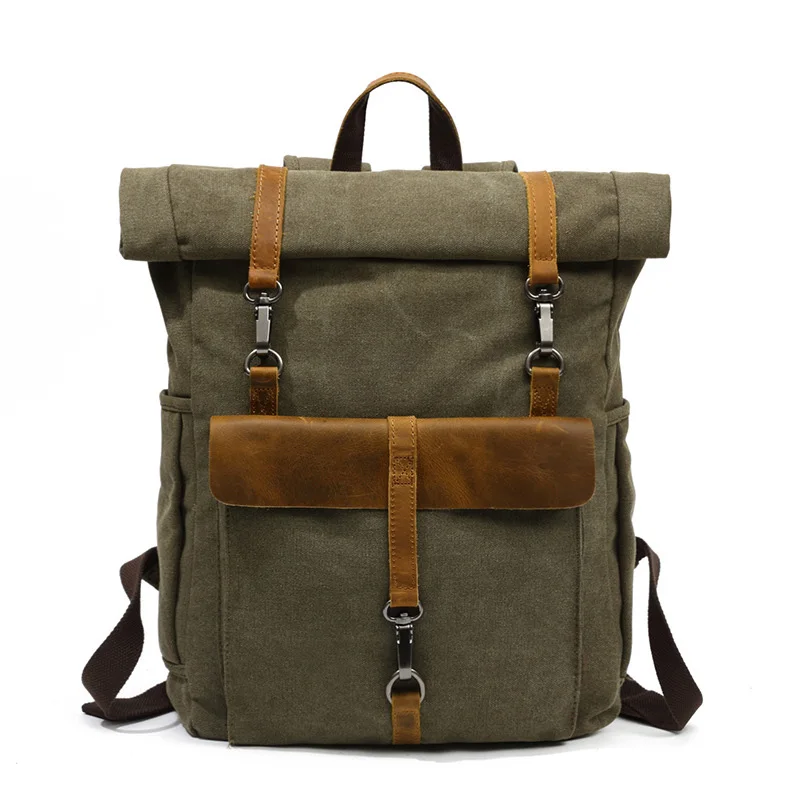 Rolltop™ Backpack In Vintage Canvas & Leather